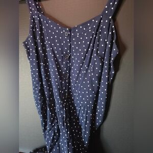 LOFT Navy and White Polka Dot Button-Front Tunic